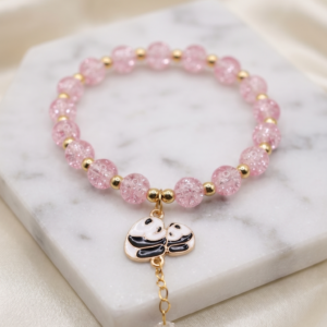 The Soft Pink Panda Duo Beaded Bracelet